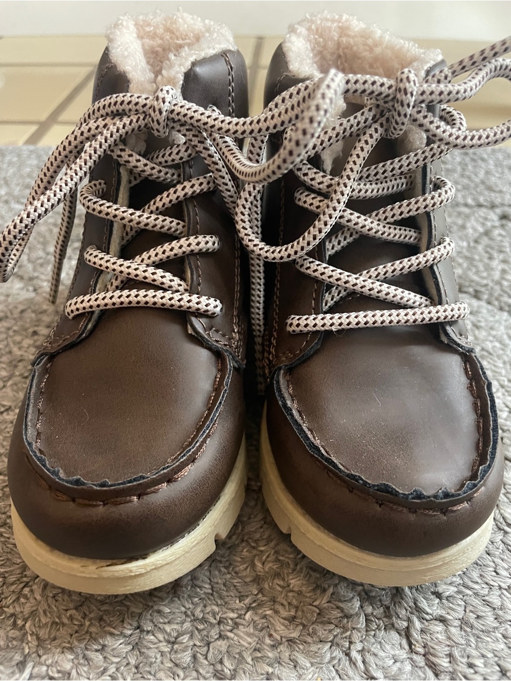 Brown Faux-Shearling Lined Lace-Up Boots